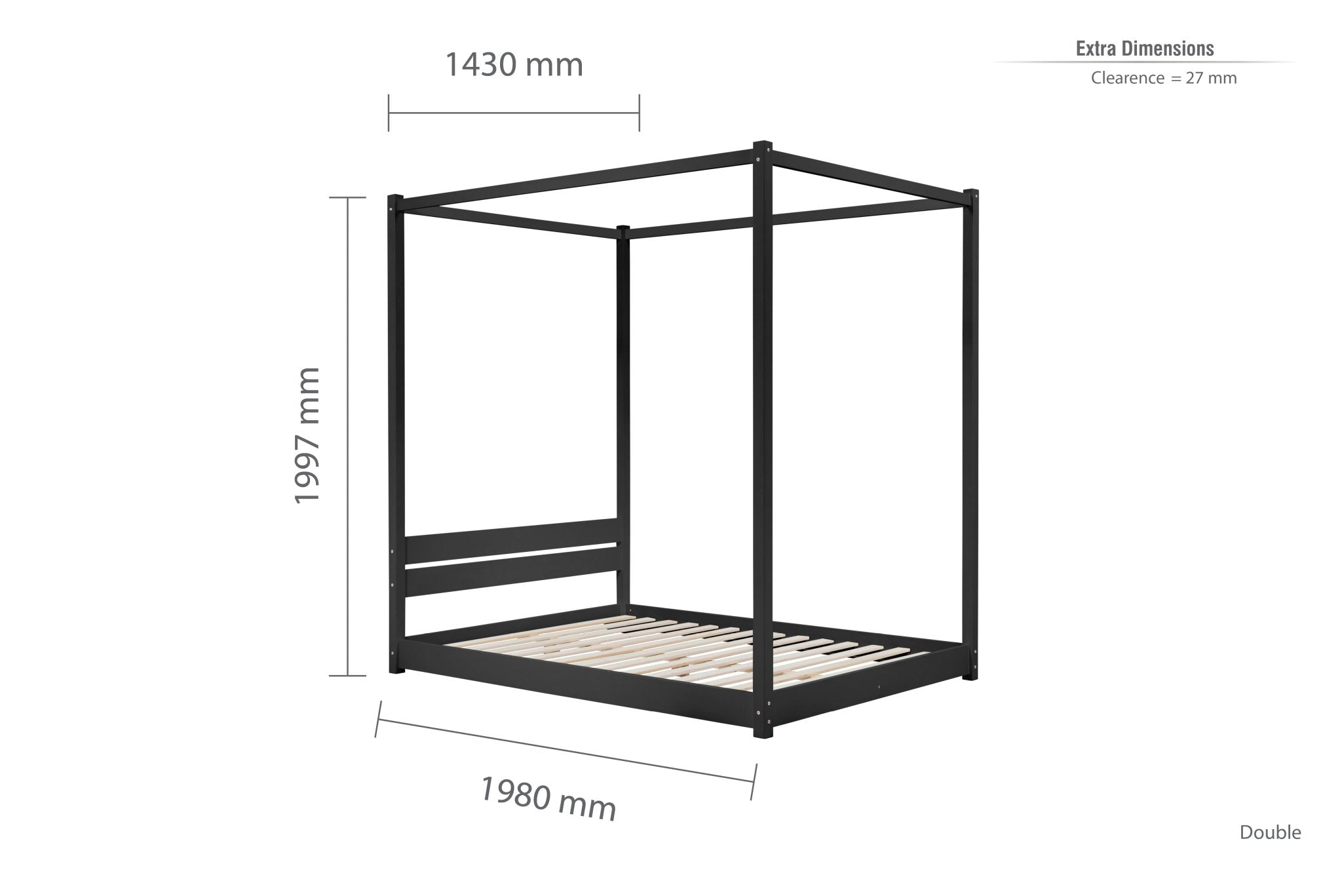 Darwin Four Poster Double Bed Black - Bedzy UK modern and affordable home furniture England