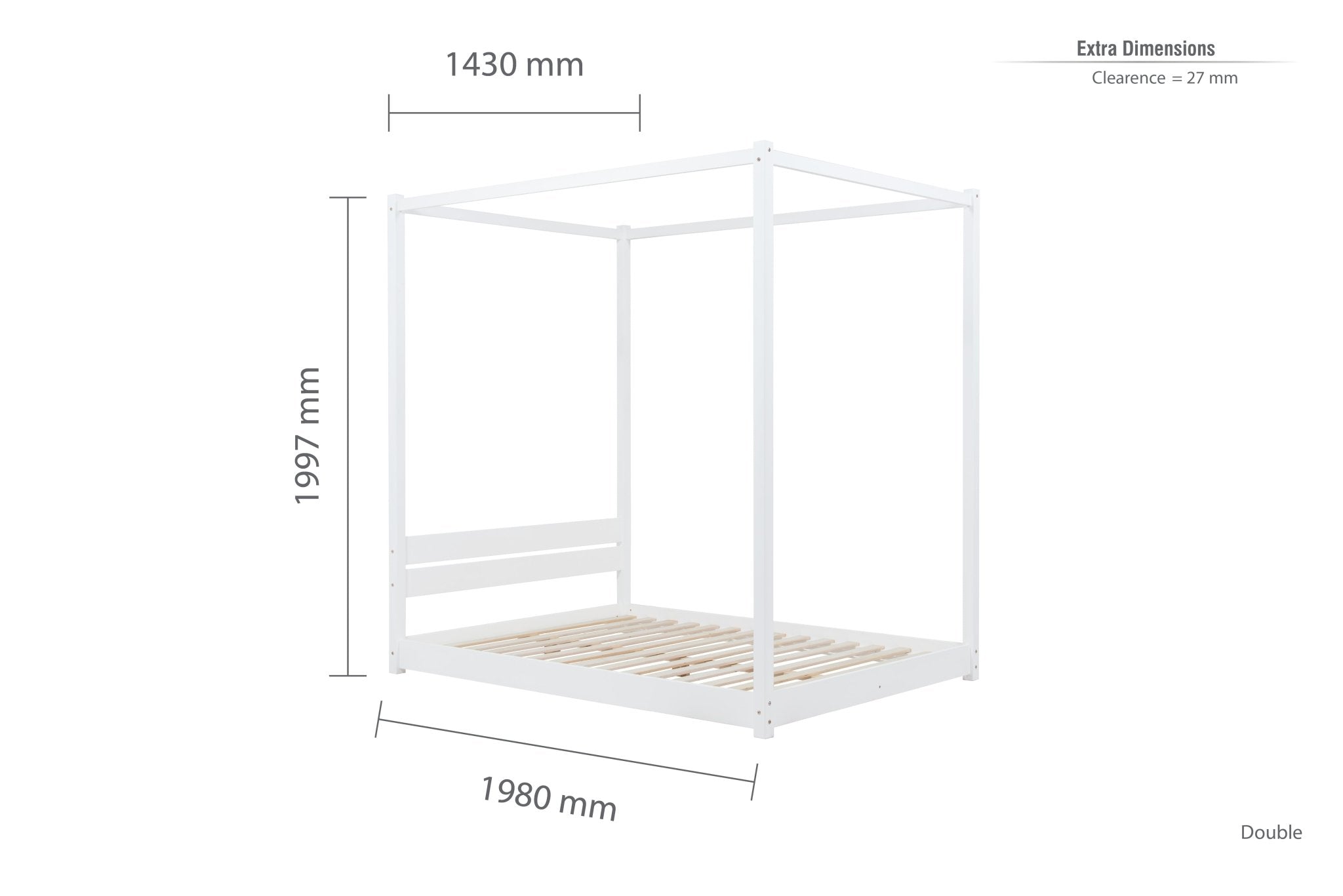 Darwin Four Poster Double Bed White - Bedzy UK modern and affordable home furniture England