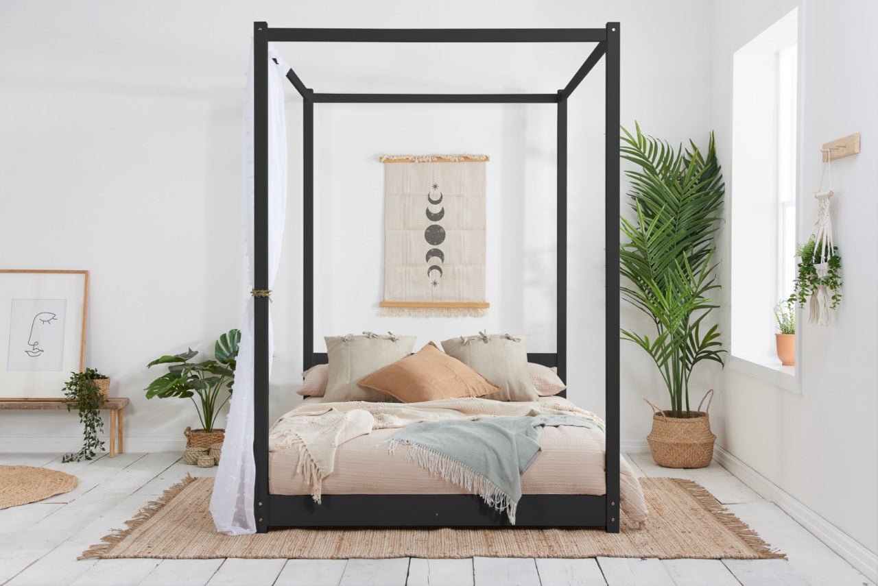 Darwin Four Poster King Bed Black - Bedzy UK modern and affordable home furniture England