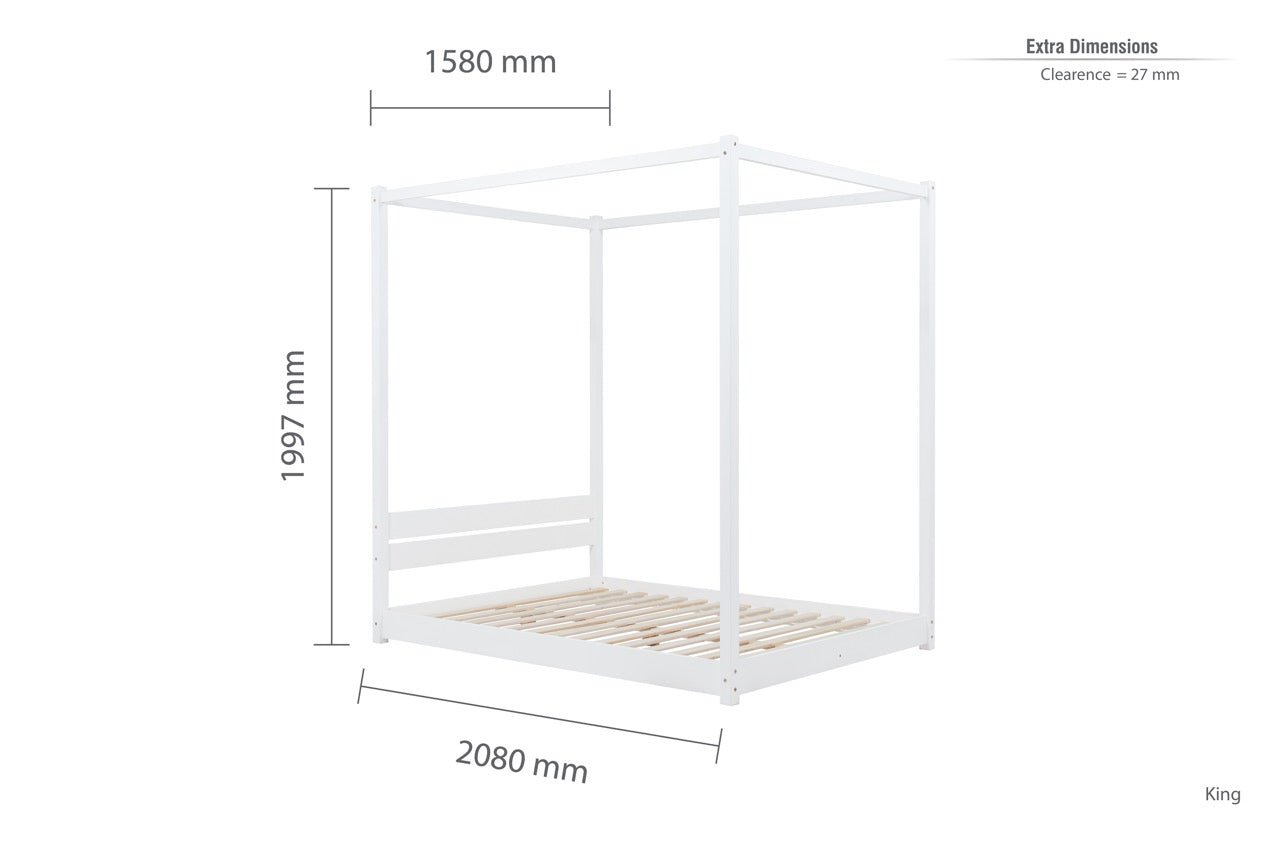 Darwin Four Poster King Bed White - Bedzy UK modern and affordable home furniture England