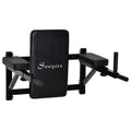 Wall Mounted Dip Station Rack Adjustable Width for Home Gym - Black