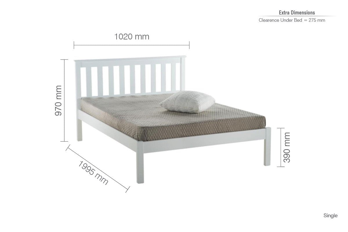 Denver Single Bed - White - Bedzy UK modern and affordable home furniture England