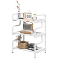 3-Tier Industrial Metal Storage Shelves with Waved Sides for Home Office Display - White