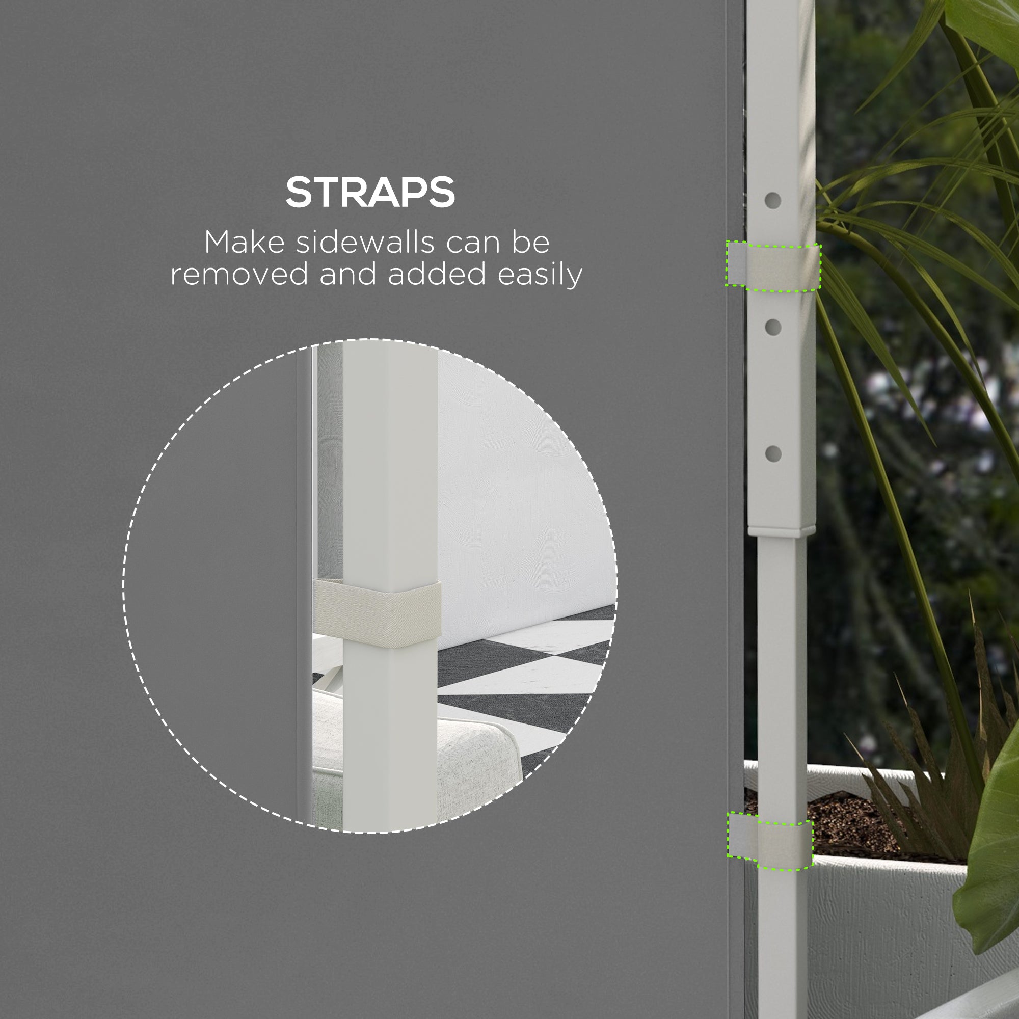 Set of 2 Gazebo Side Panels with Windows and Zipped Doors - Light Grey