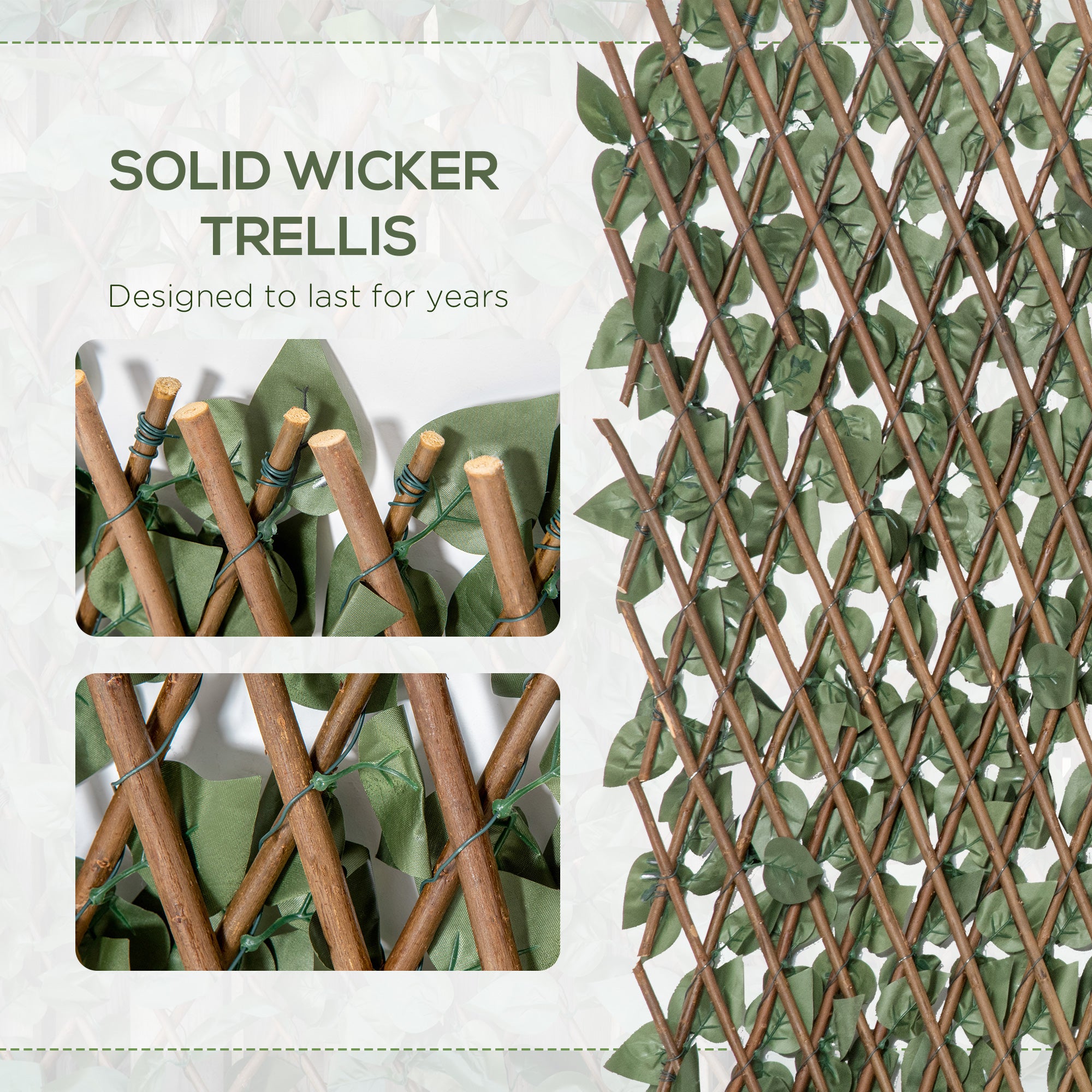 4 Pieces Expanding Artificial Laurel Trellis Fence 2m x 1m Privacy Screen - Green