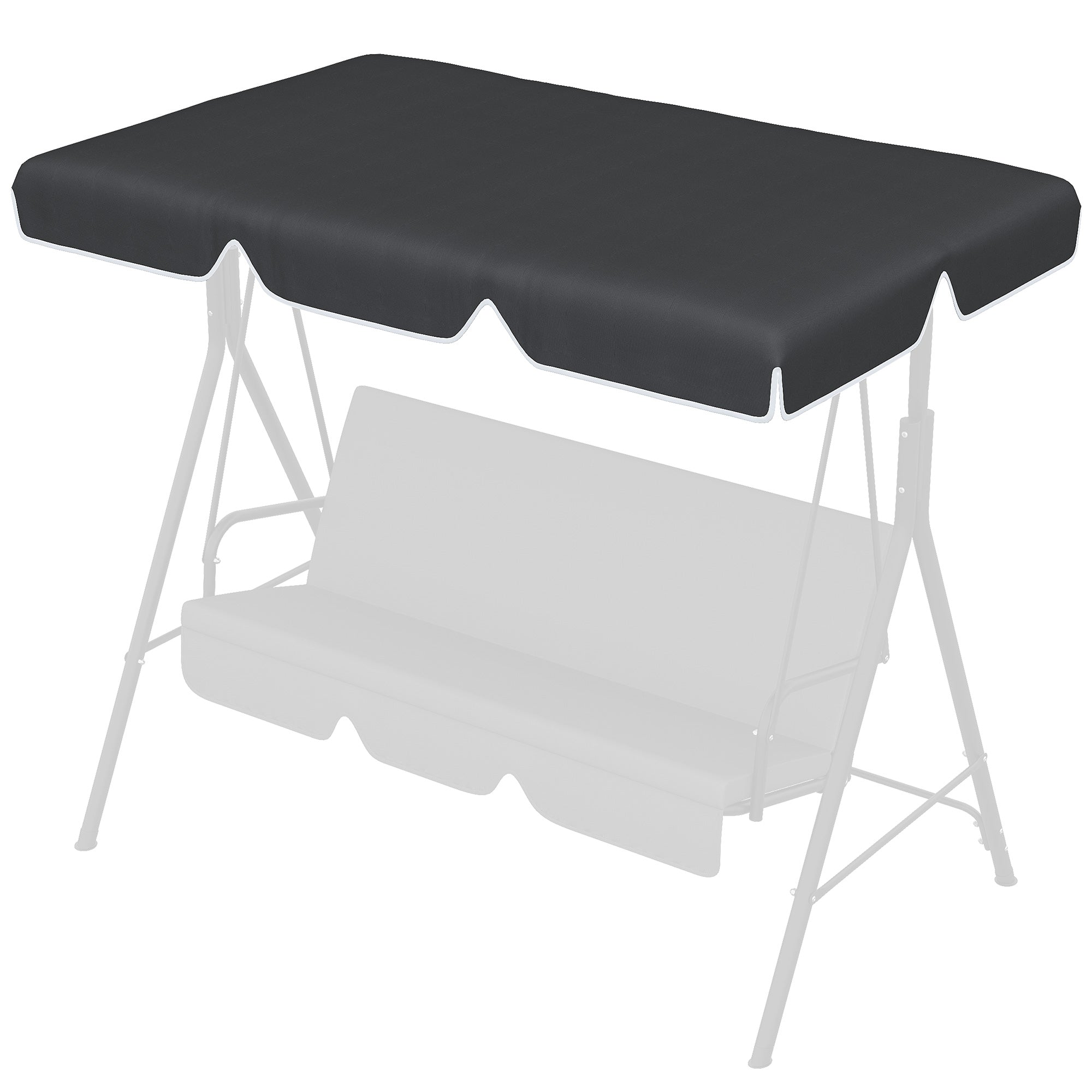 2 Seater Garden Swing Canopy Replacement Cover, UV50+ Sun Shade (Canopy Only), Black