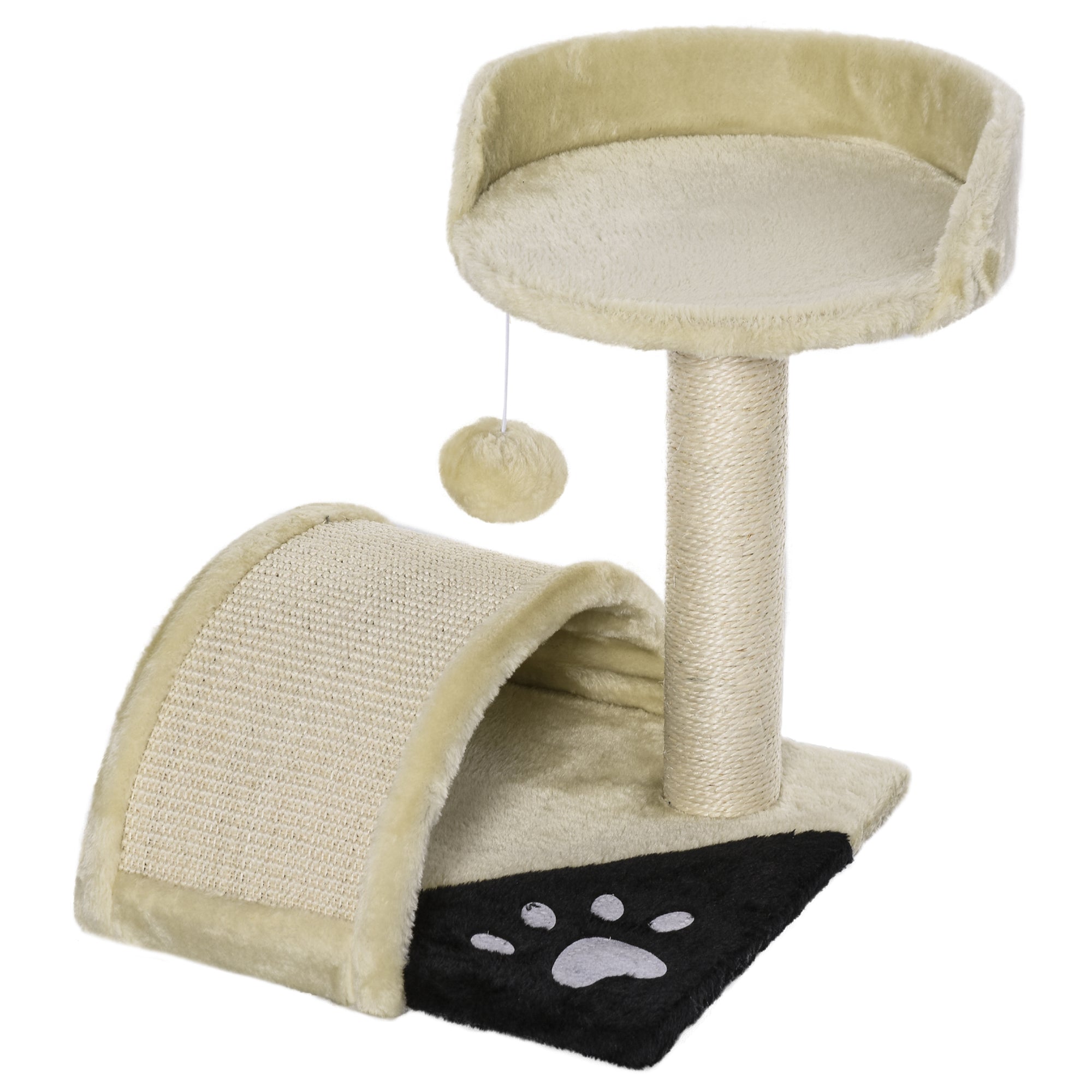 Cat Tree Cat Scratching Post Scratching Scratcher Post Kitten Activity Centre Climber Hanging Ball Beige