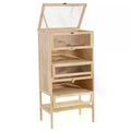 4-Layer Wooden Hamster Cage with Storage Shelf for Small Rodents - Natural Wood