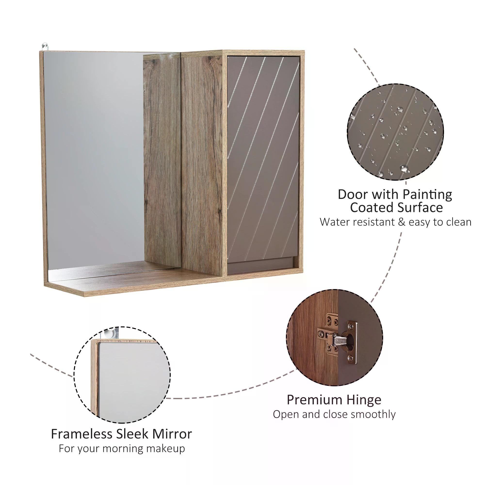 MDF Wall Mounted Bathroom Cabinet w/ Mirror