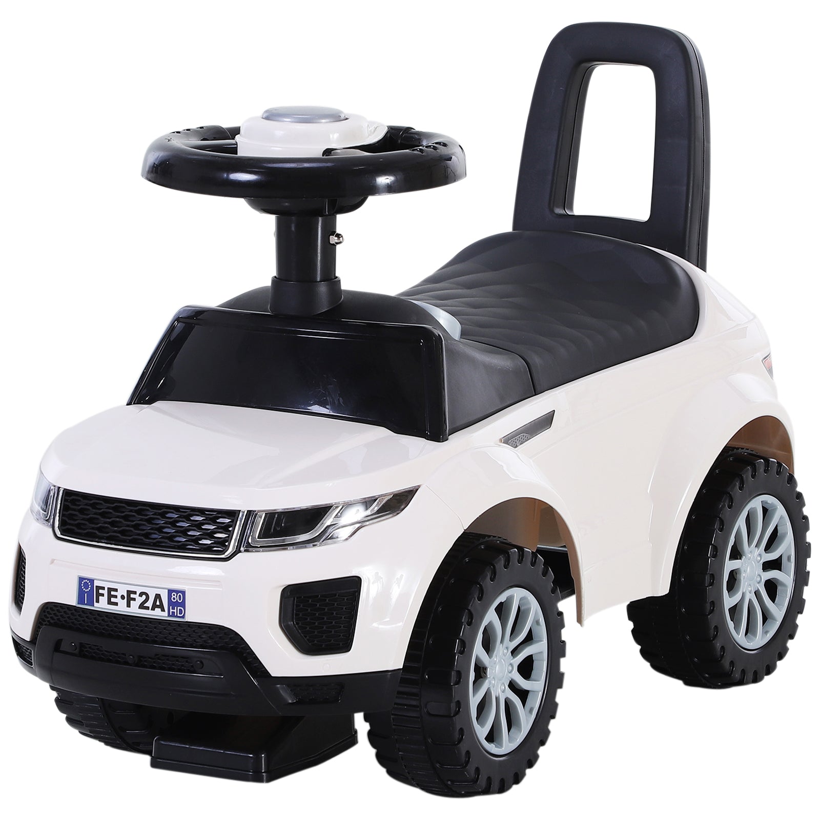 3-in-1 Ride On Car Foot To Floor Slider Toddler w/ Horn Steering Wheel NO POWER Manual Under Seat Storage Safe Design White