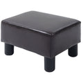 PU Leather Footstool Ottoman Cube with Plastic Legs - Brown