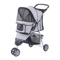 Dog Stroller Pet Travel Pushchair Three-Wheel Carrier for Cats and Dogs - Grey