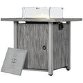 40,000 BTU Gas Fire Pit Table with Glass Screen and Cover - Grey