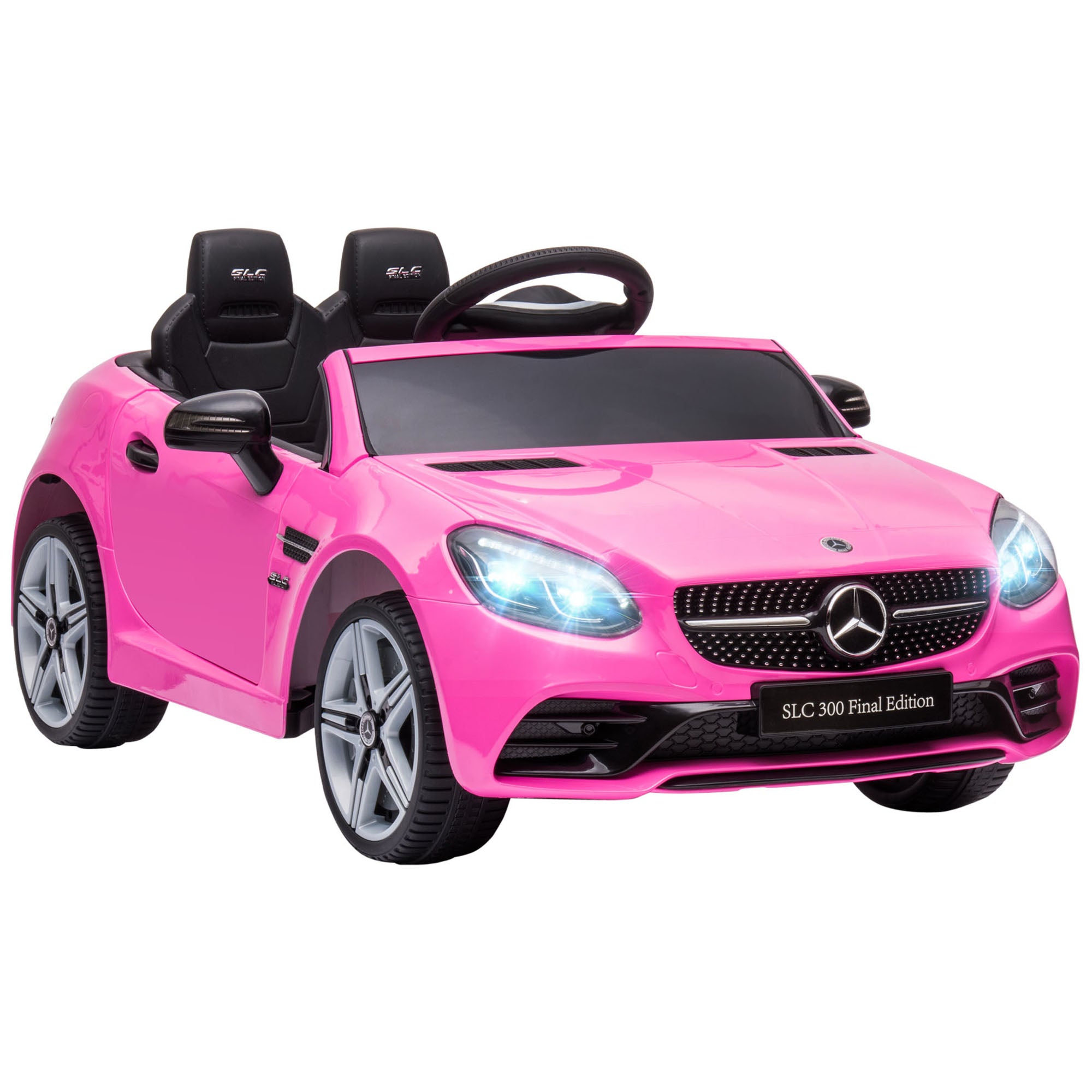 Mercedes Benz SLC 300 Licensed 12V Kids Electric Ride On Car with Parental Remote Two Motor Music Light Suspension Wheel for 3-6 Years Pink