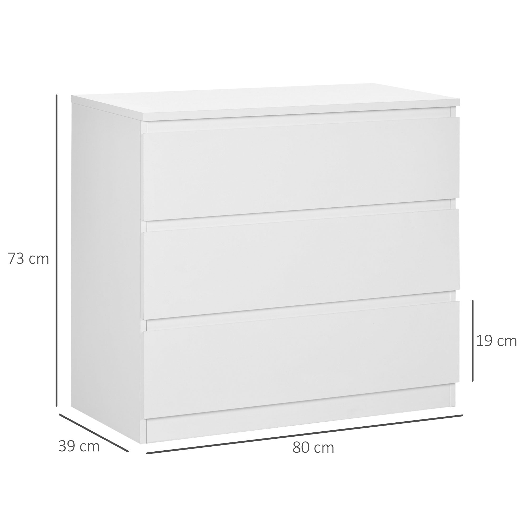 Chest of Drawers, 3-Drawer Storage Organiser Unit for Bedroom, Living Room, White