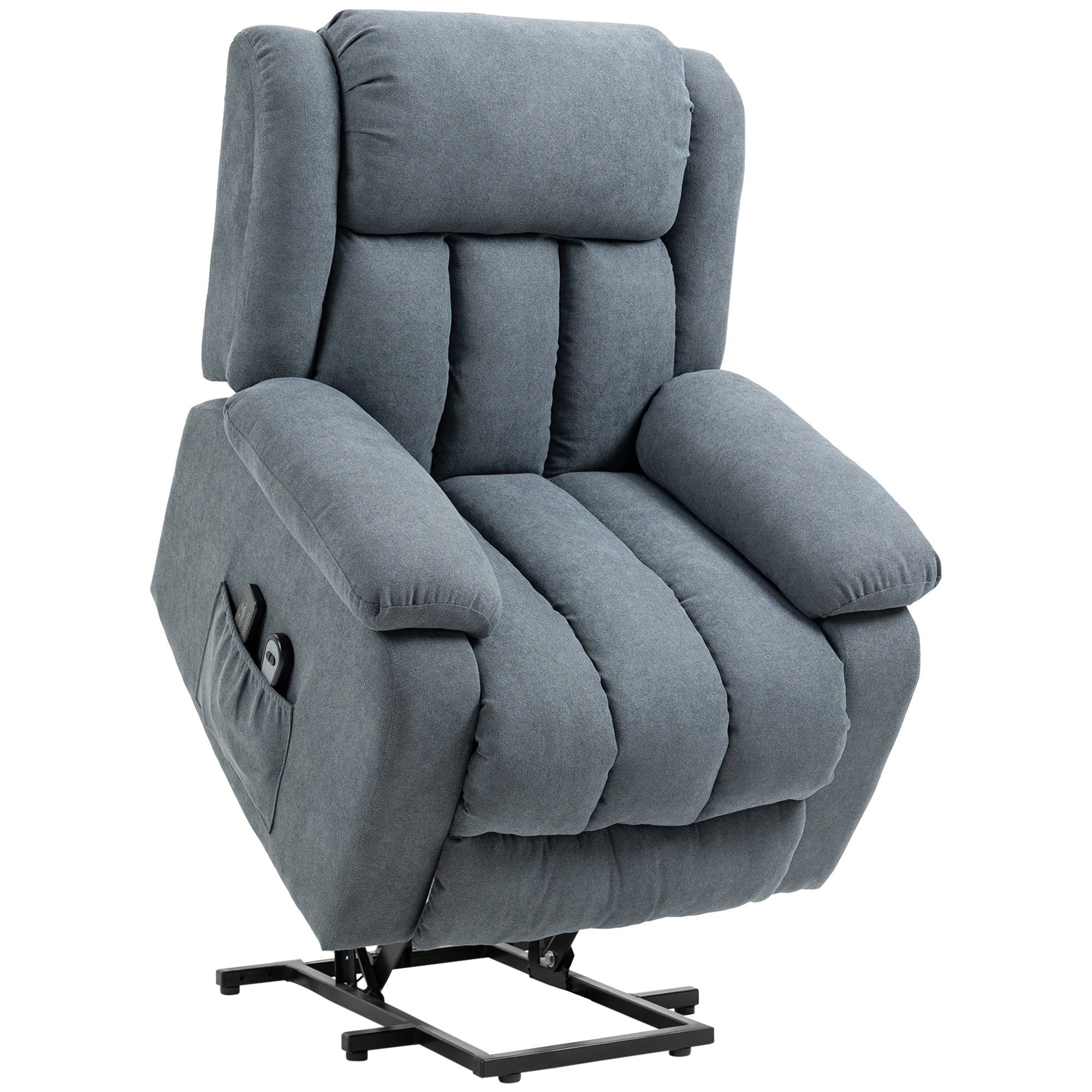 Oversized Riser and Recliner Chairs for the Elderly, Heavy Duty Fabric Upholstered Lift Chair w/ Remote Control, Side Pocket, Dark Grey