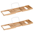 Extendable Bamboo Bathtub Shelf Rack Bath Caddy Tray Set of 2 - Bamboo