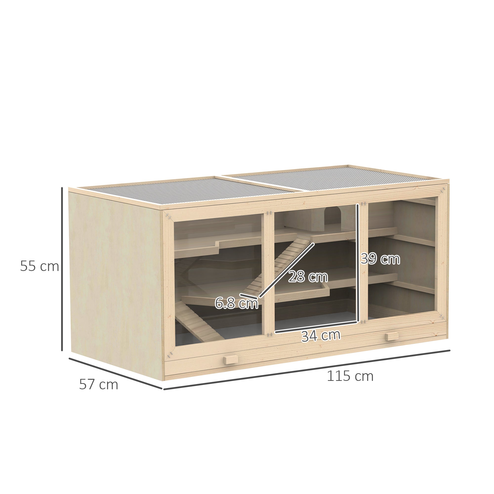 Wooden Hamster Cage Mouse Rats Mice Rodent Small Animals Hutch Exercise Play House Pen 115L x 60W x 58H(cm)