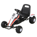 Kids Adjustable Seat Pedal Go-Kart with Steering Wheel and Hand Brake - White/Red