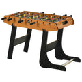Folding Mini Foosball Soccer Table Football Gaming Table for Family Fun - Natural Wood Finish