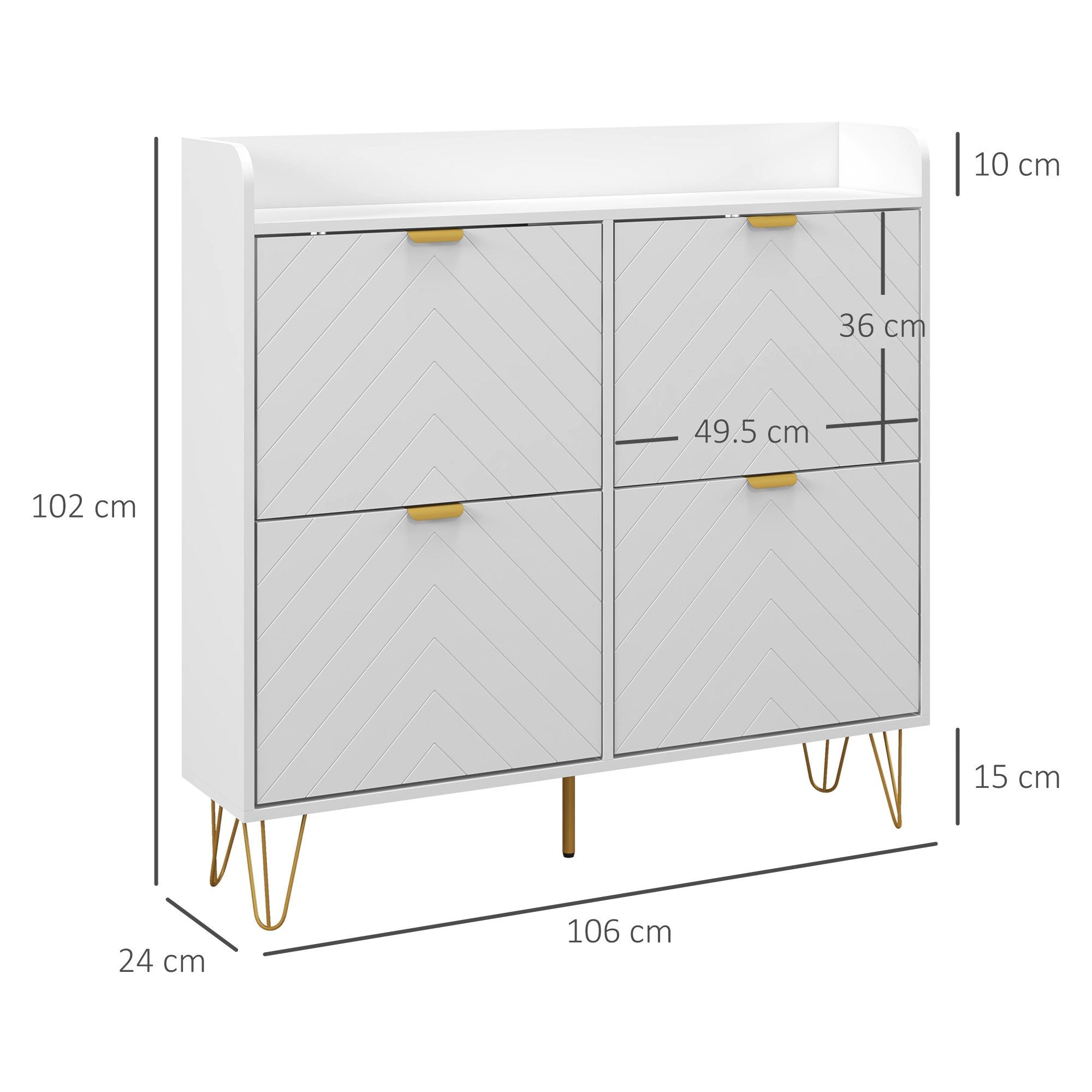 Narrow Shoe Storage Cabinet, Slim Shoe Cupboard with 4 Flip Drawers, Adjustable Shelf, Shoe Rack for 16 Pairs of Shoes