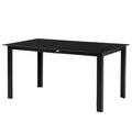 6 Seater Aluminium Outdoor Dining Table with Tempered Glass Top - Black