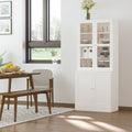 Modern Bookcase with Doors and Adjustable Shelves for Living Room, Study, Office - White