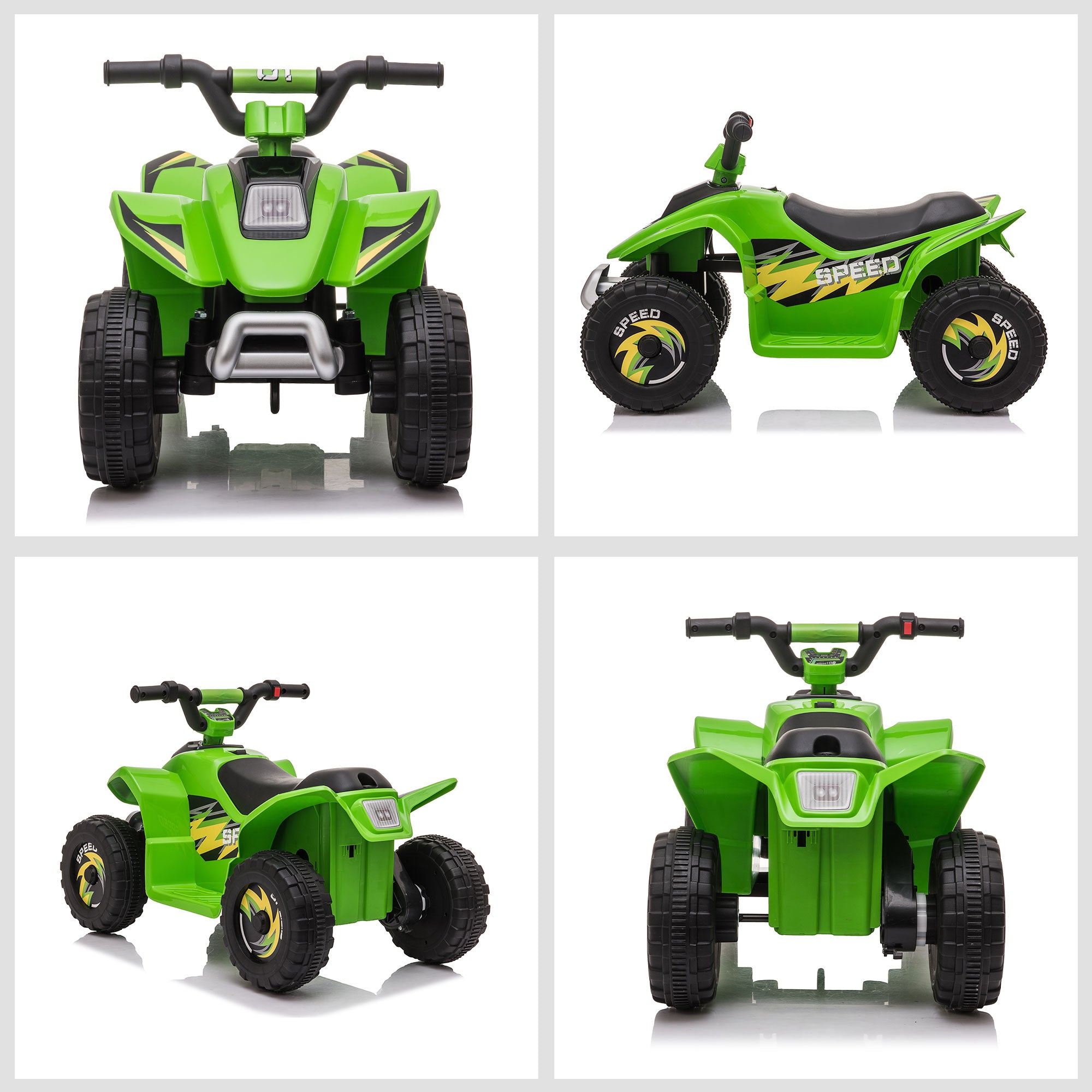 6V Kids Electric Toy Car ATV Toy Quad Bike Four Big Wheels w/ Forward Reverse Functions Toddlers aged 18-36 months, Green