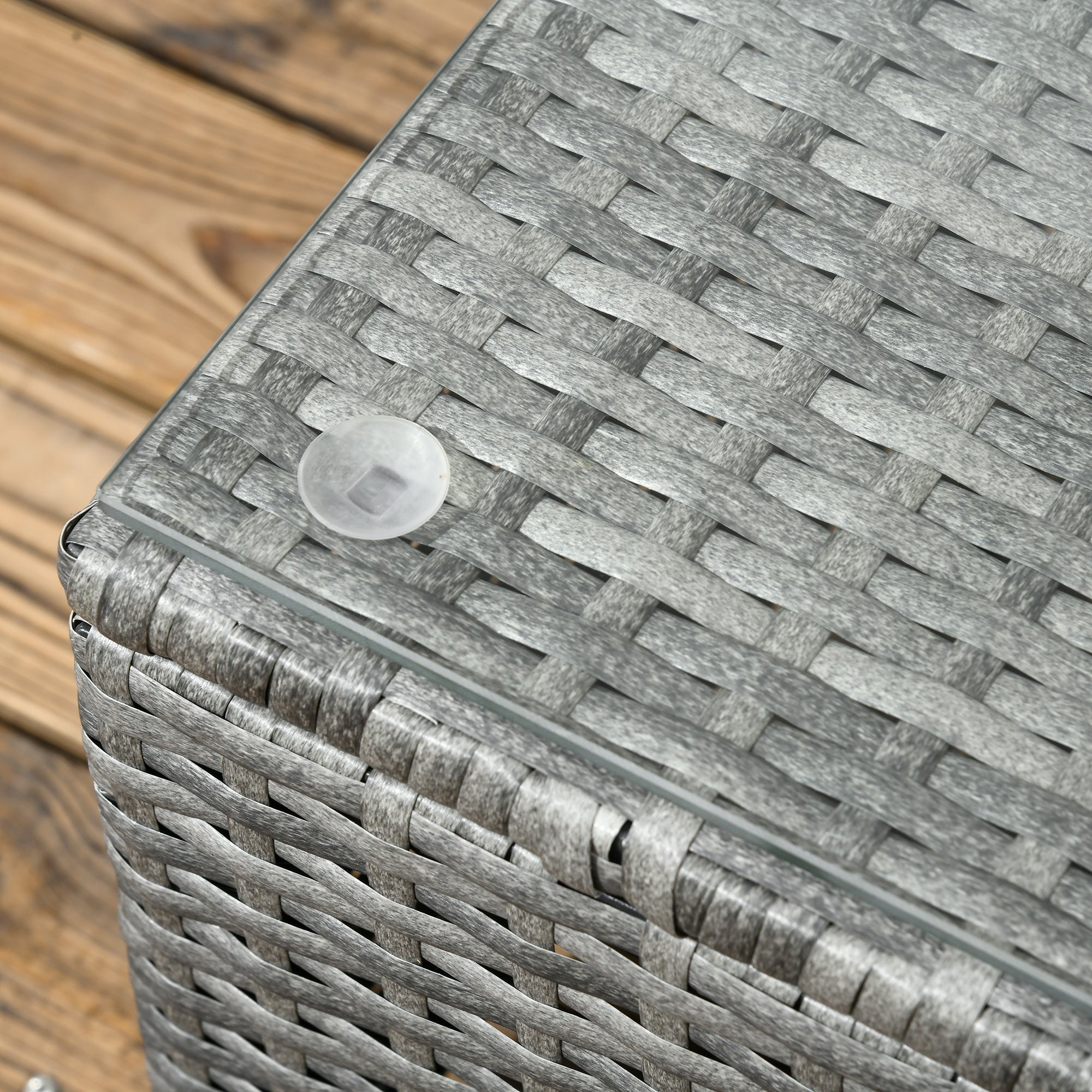 4-Seater Rattan Garden Furniture Outdoor Patio Corner Sofa Chair Set with Coffee Table Thick Cushions, Grey