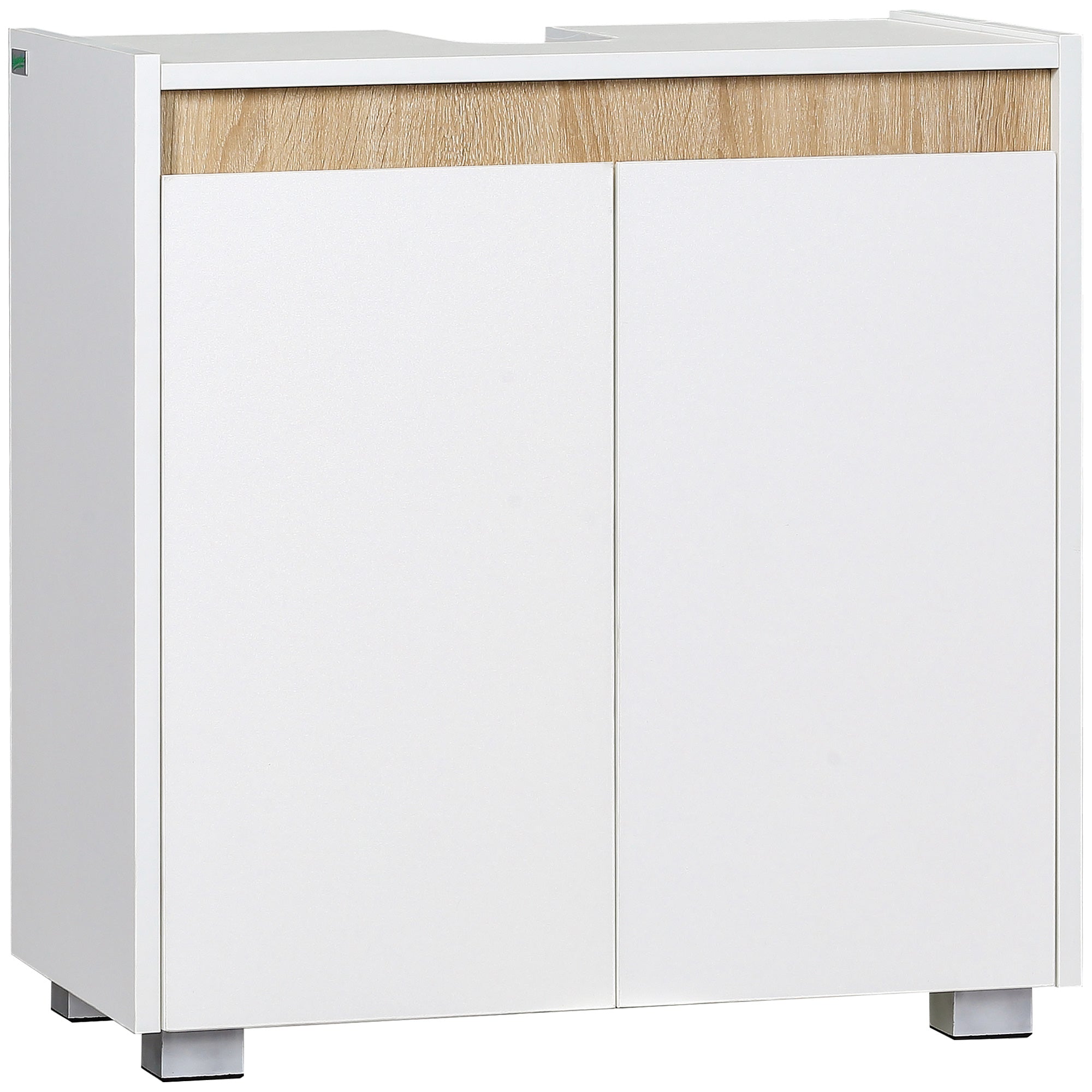 Modern Bathroom Sink Cabinet, Floor Standing Under Sink Cabinet, Freestanding Storage Cupboard with Double Doors, White