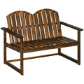 2 Seater Outdoor Wooden Garden Bench with Carbonised Finish - Carbonised