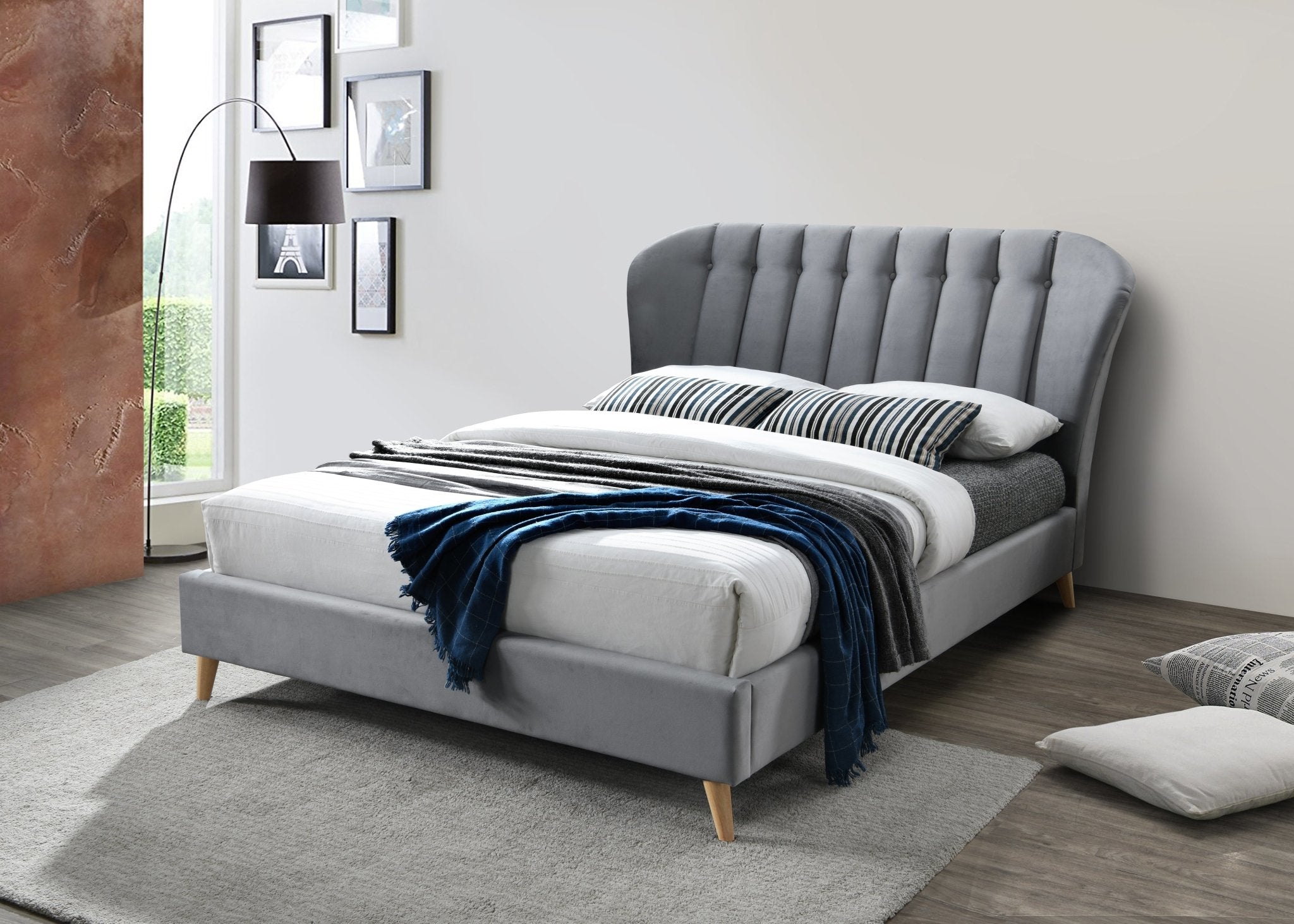 Elm Double Bed Grey - Bedzy UK modern and affordable home furniture England