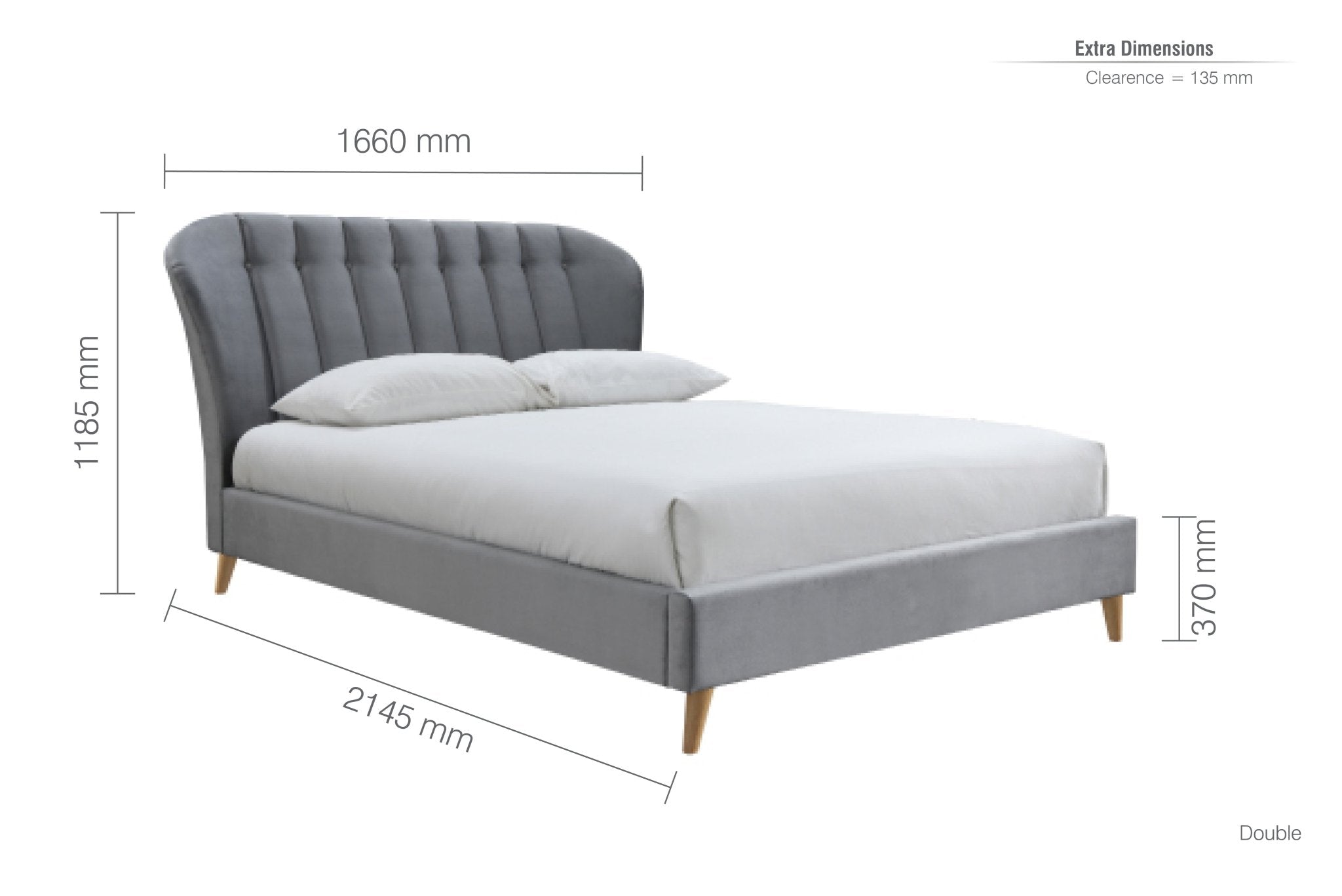 Elm Double Bed Grey - Bedzy UK modern and affordable home furniture England