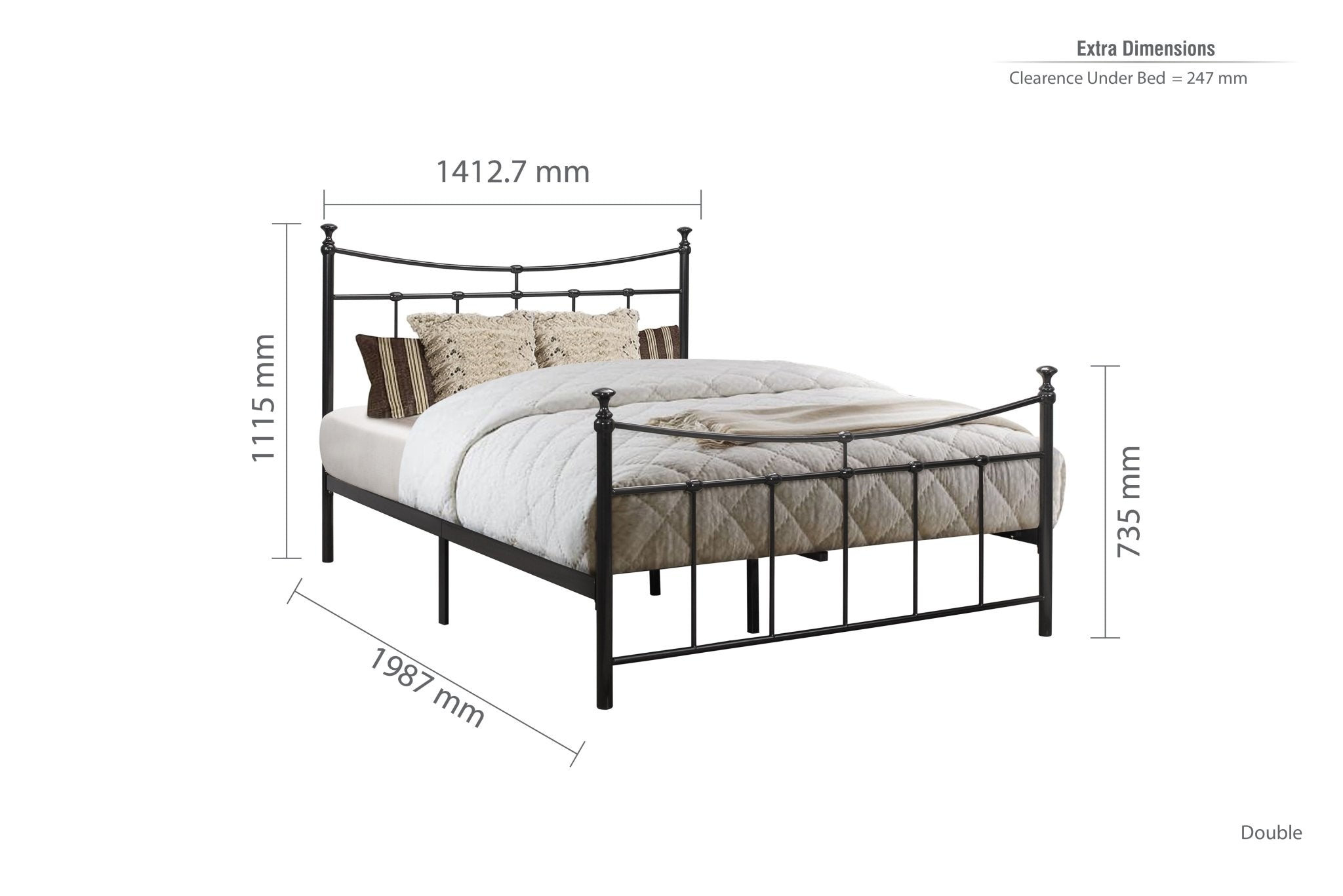 Emily Double Bed Black - Bedzy UK modern and affordable home furniture England