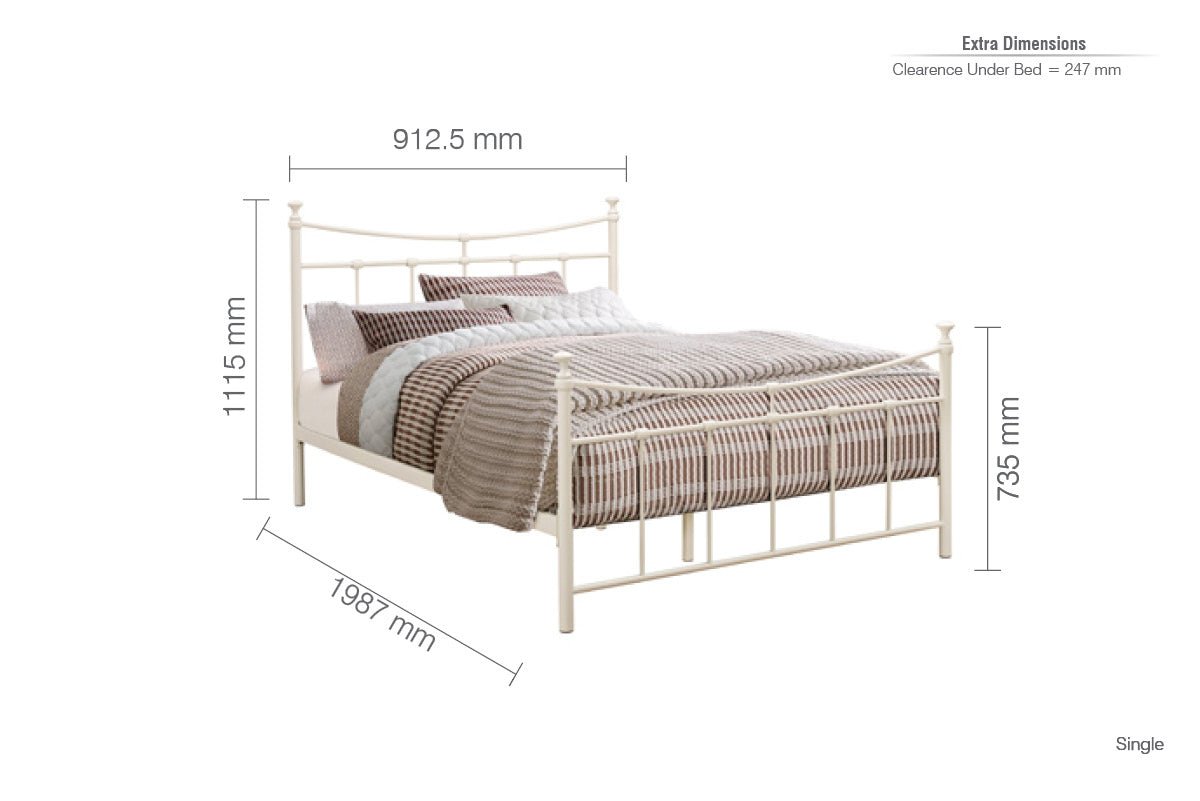 Emily Single Bed - Cream - Bedzy UK modern and affordable home furniture England