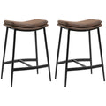 Set of 2 Industrial Microfibre Padded Bar Stools - Black