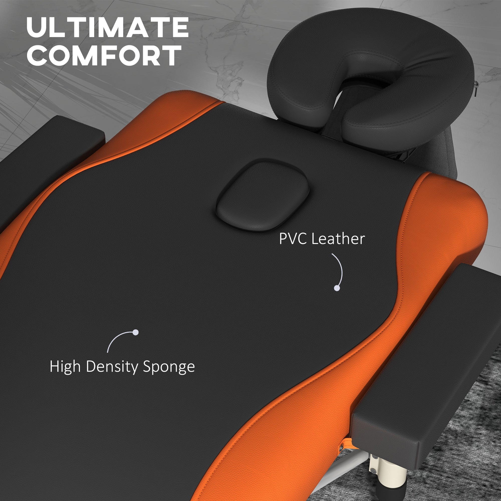 Professional Foldable Massage Table Salon SPA Facial Couch Bed - Black and Orange