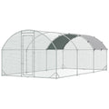 Galvanised Chicken Coop Hen House with Cover 5.7 x 2.8 x 2m - Silver