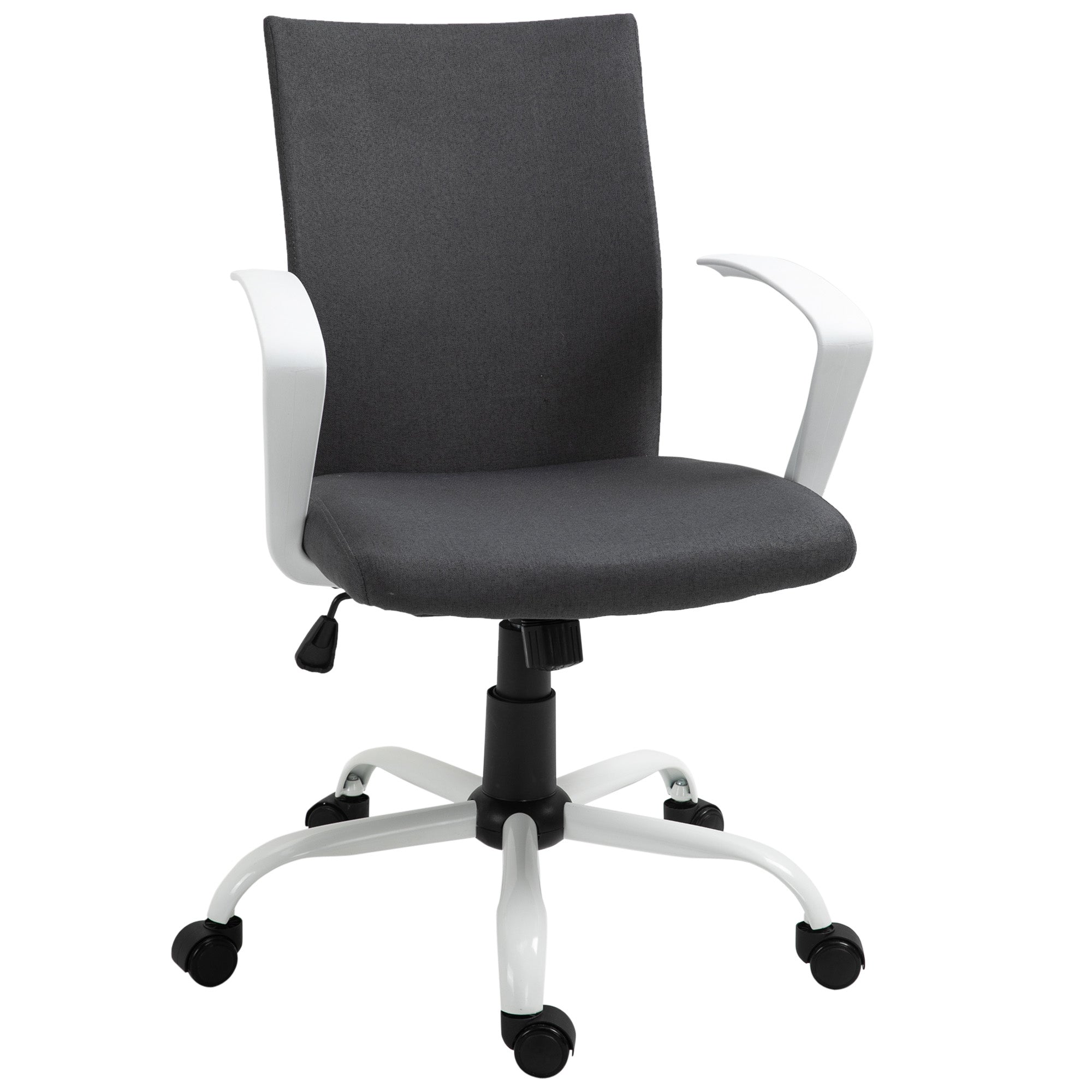 Swivel Chair Linen Computer Desk Chair Home Study Task Chair with Wheels, Arm, Adjustable Height, Dark Grey