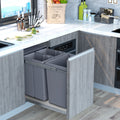 Kitchen Pull Out Soft Close Recycle Waste Bin 40L (1x20L+2x10L) - Grey