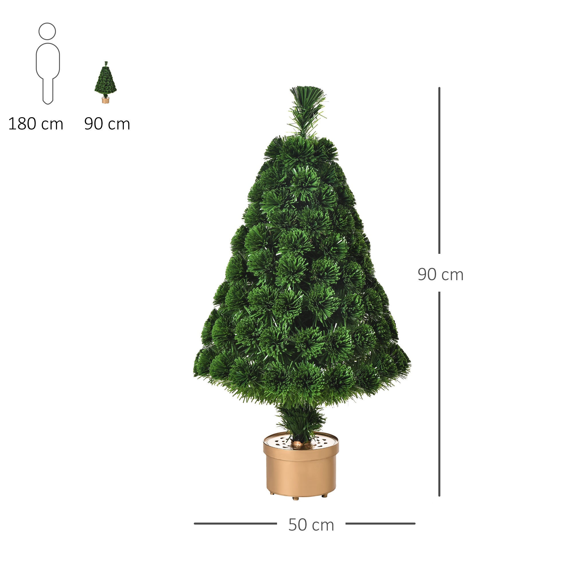3FT Prelit Artificial Fiber Optic LED Christmas Tree with Multi-Color Lights - Green