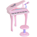 Mini Electronic Piano with Stool and Microphone - Pink