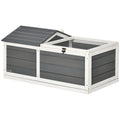 Wooden Small Tortoise House with Hide Shelter, Run & Openable Top Tray - Grey and White