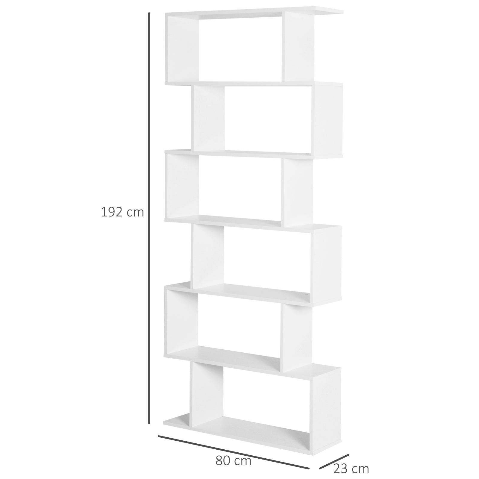 Wooden Wood S Shape Storage Display 6 Shelves Room Divider Unit Chest Bookshelf Bookcase Cupboard Cabinet Home Office Furniture, White