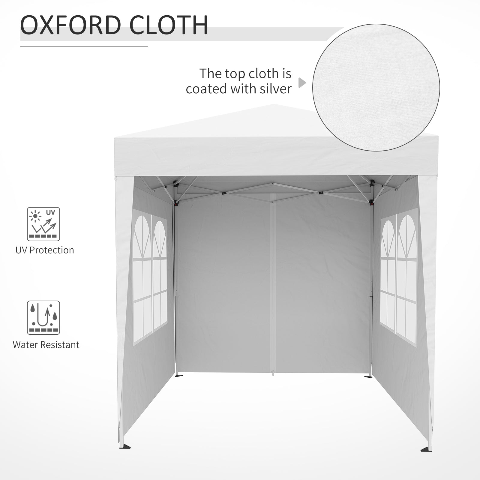 2 x2m Pop Up Gazebo Canopy Party Tent Wedding Awning W/ free Carrying Case White + Removable 2 Walls 2 Windows-White