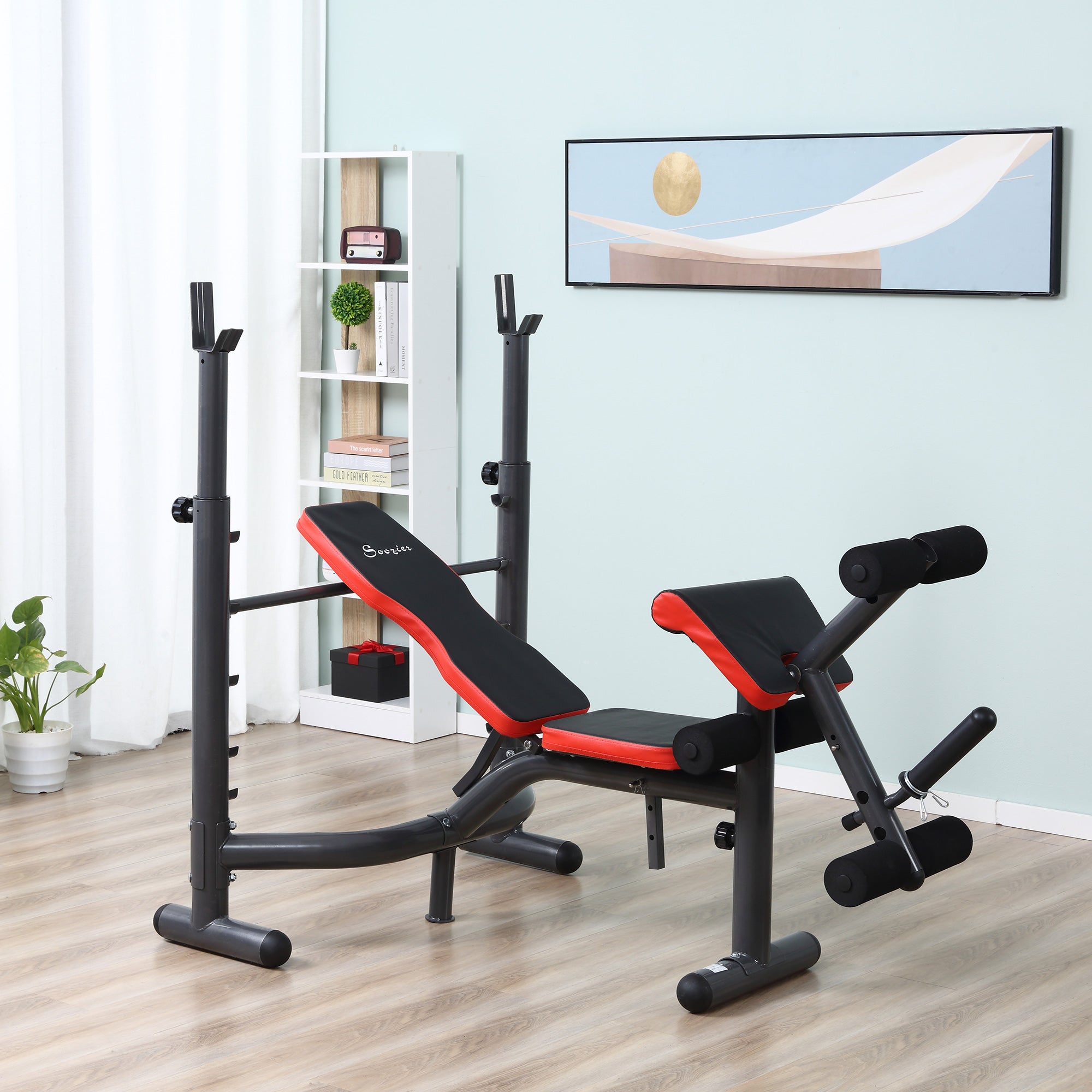 Multifunctional Weight Bench, for Arms, Legs, Abdomen - Red and Black