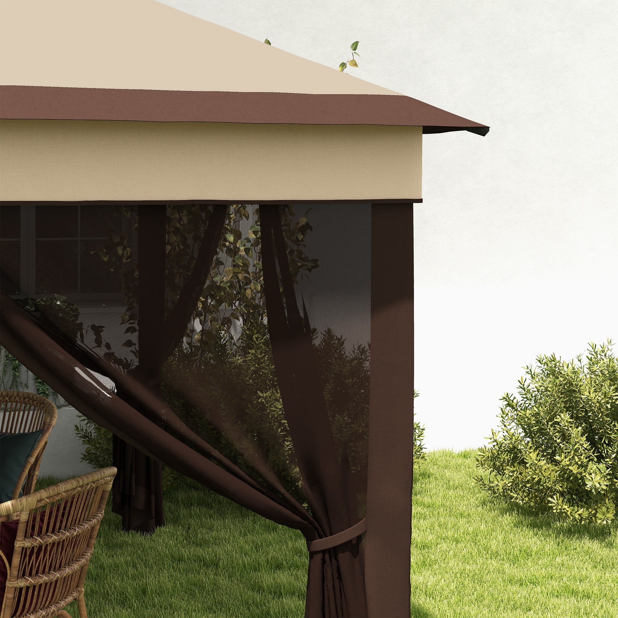 3 x 3 Metre Pop Up Gazebo Set with Removable Mesh Curtains - Beige