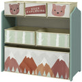 Kids Storage Unit with 6 Fabric Bins Toy Organizer 63x30x66cm - Green