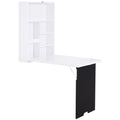 Folding Wall-Mounted Drop-Leaf Table with Chalkboard Shelf - White