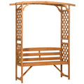 Natural Wooden Garden Arbour Bench with Trellis and Seat - Brown